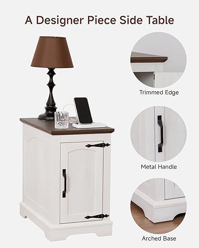 Miniatura 6 de Mesa auxiliar estrecha con estación de carga, mesa auxiliar de 13.8 pulgadas de ancho con almacenamiento para sofá o cama con salidas y puertos USB,