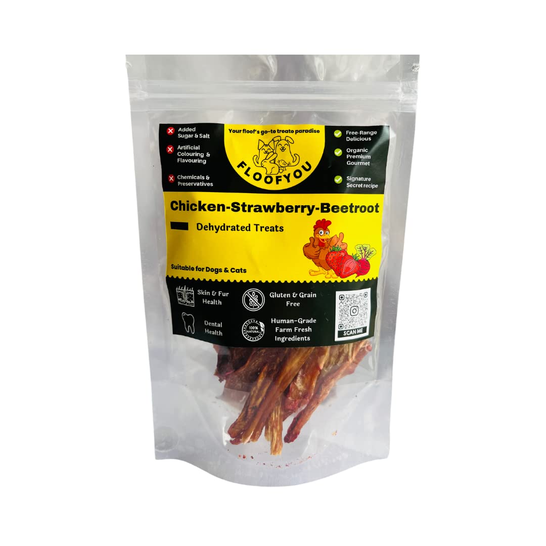 Chicken Strawberry Jerky Strips Dehydrated Natural Healthy Dog Treat
