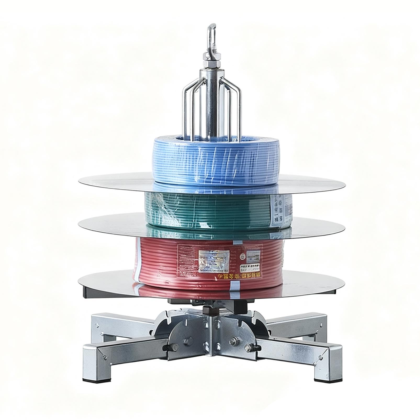 Genérico Soporte Giratorio para Carrete de Alambre Multicapa, Soporte para Cables de Alta Resistencia para dispensación de Cables eléctricos, Porta Cables Plegable