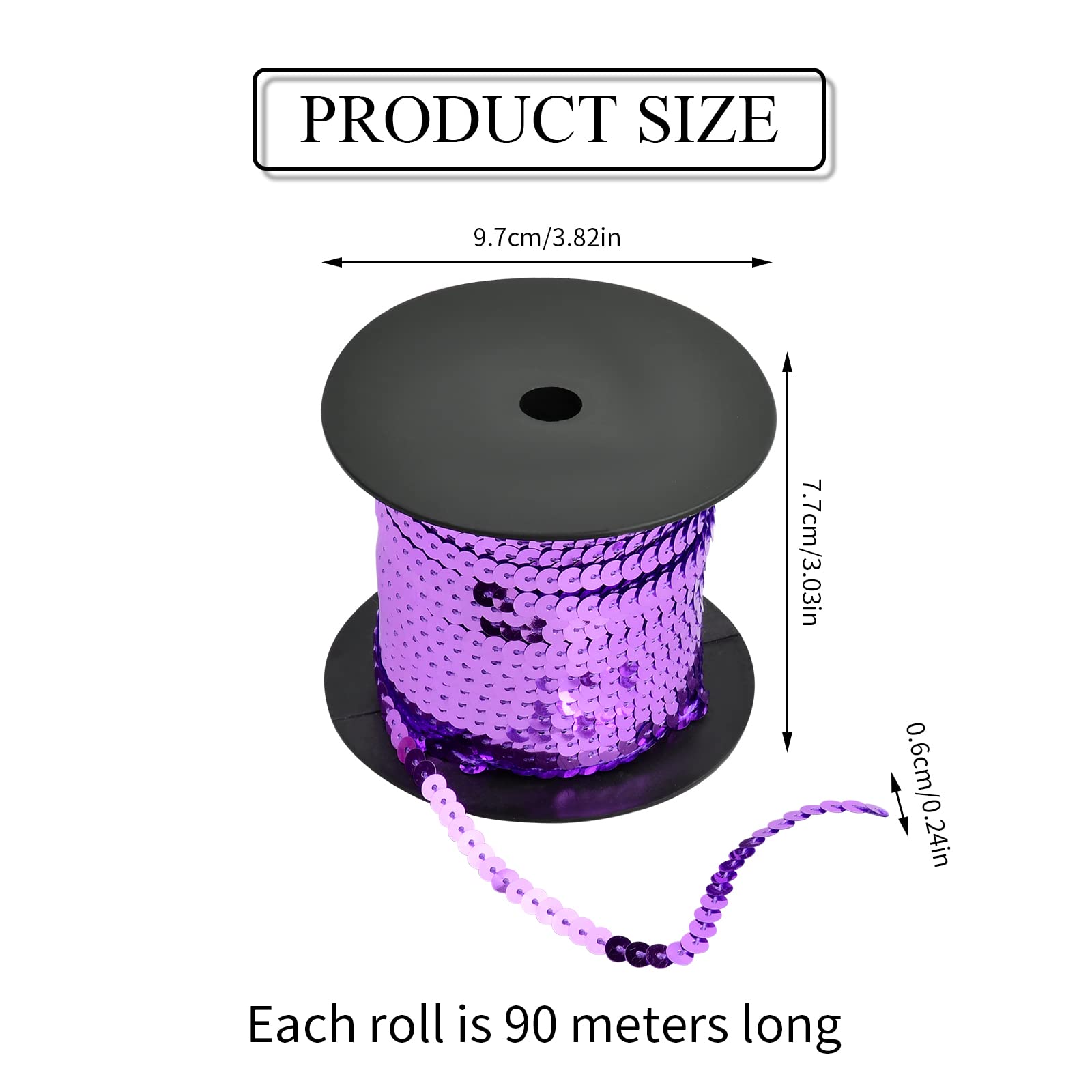 Rotolo Nastrino Paillettes 6mm - 100 Metri, Rosso, Per Craft, Costumi E Decorazioni - Foto 5