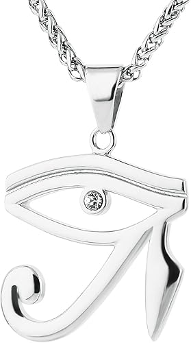HZMAN Collar de acero inoxidable con diseño de ojo de Horus con diseño de Egipto