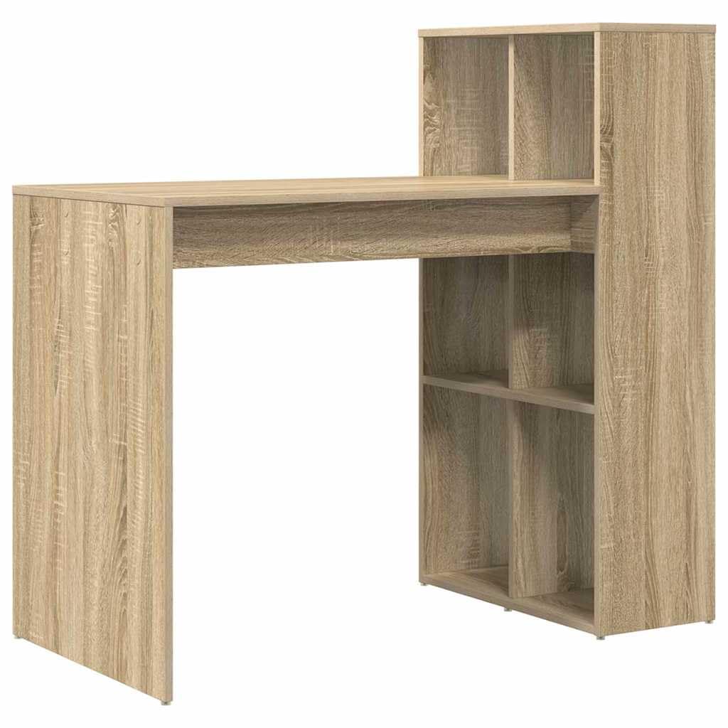 Hothingwell Computer-Schreibtisch, 108 x 55 x 103,5 cm, Holz | Mit Regalböden, minimalistisches Design, einfach zu montieren, Reinigung mit feuchtem Tuch