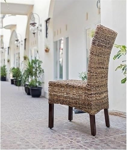 Miniatura 4 de BOWERY HILL Silla de comedor tejida a mano de 40 pulgadas de alto, estilo hoja de abacá, ratán y marco de madera, tamaño estándar perfecto para la
