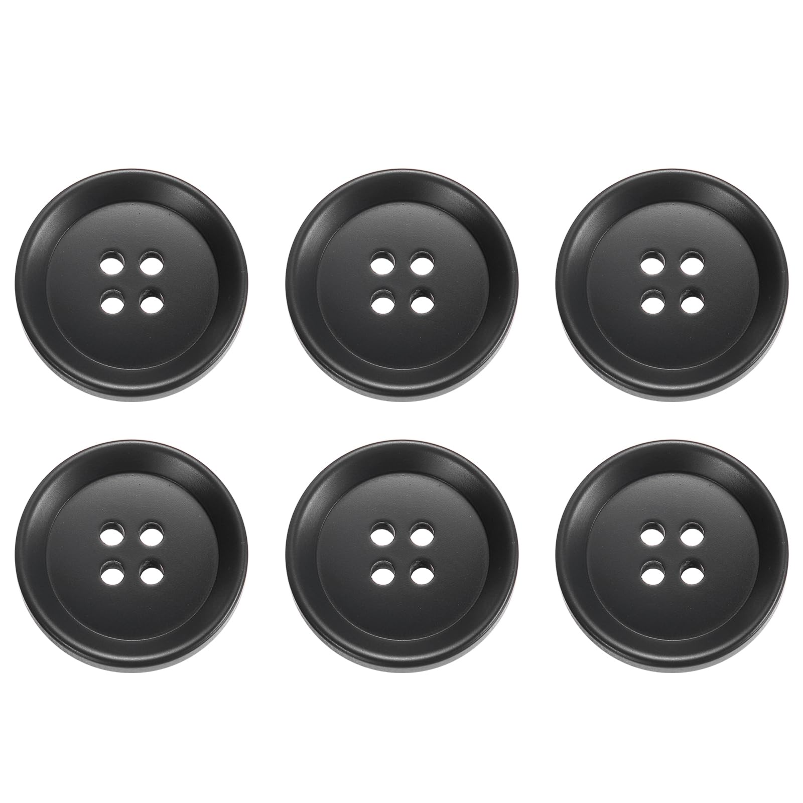 sourcing map 6pcs Sewing Button 23mm (0.91") 4 Holes Resin Round Craft Replacement Buttons for Clothing DIY Crafts Decoration, Black