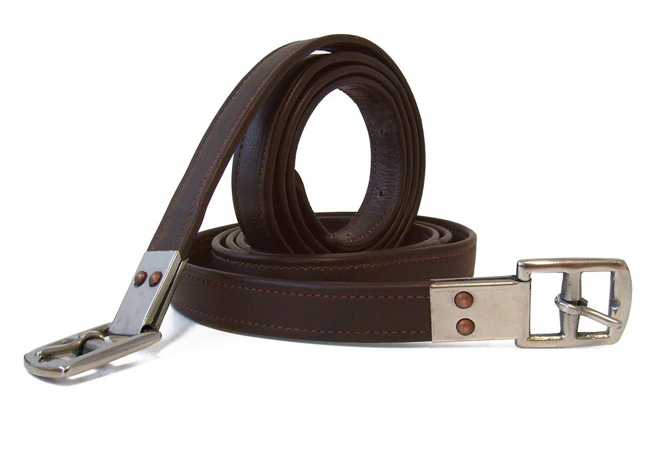 QHP Steigbügelriemen Bügelriemen extra stark Leder schwarz oder braun ARBO-INOX® (135cm, Braun)