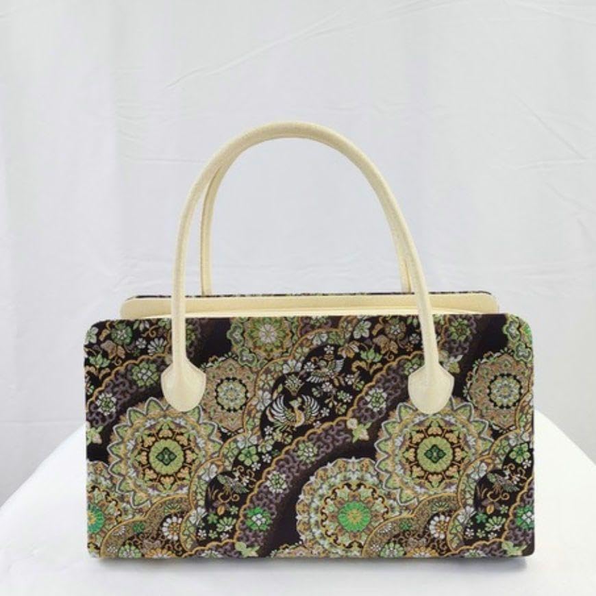 Amazon.co.jp: 京都西陣 持ち手佐賀錦 高級仕立て 収納力 利休バッグ  