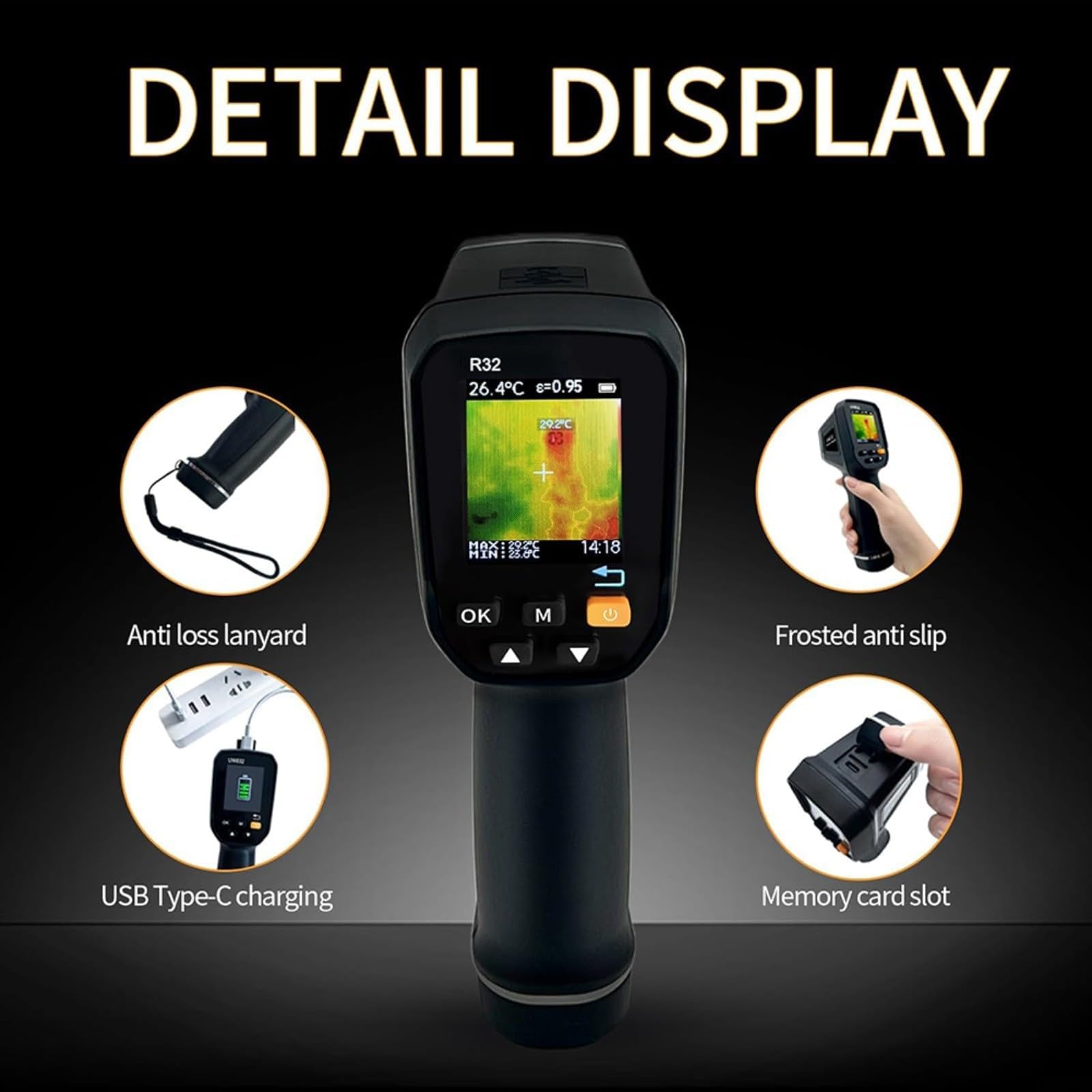 Cámara infrarroja de la toma de imágenes termal de mano, con la memoria recargable de la exhibición 8GB de la batería del USB para la detección termal de la falta