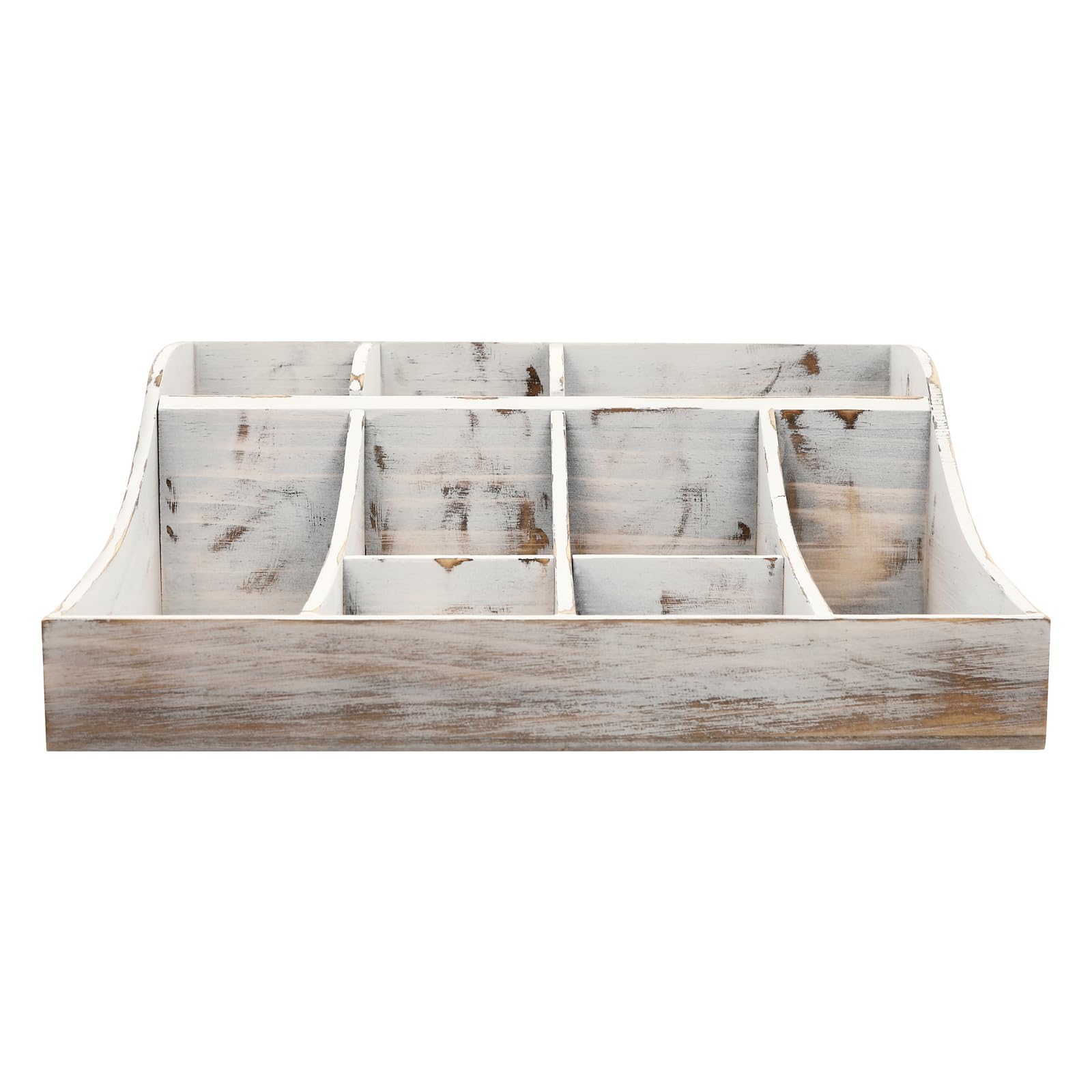 WONGBOM Condiment Rack 9 Compartment Wooden Spice Organizer for Kitchen Countertop Tabletop Storage White Trapezoid Design