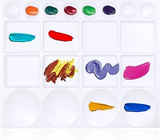 DUGATO Large Paint Palette Trays (2 Pack, 10x13) - 20-Well Plastic Mixing Palettes for Acrylic, Oil, Watercolor & Gouache Paints - Artist Supplies