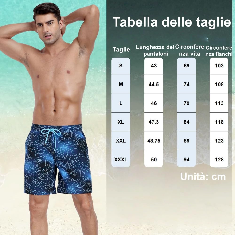 MEIION Mareo Costumi da Bagno Uomo 2 in 1 Doppio Strato, Tasche, Asciugatura Rapida,Morbido, Confortevole e Traspirante,per Surf e Sport