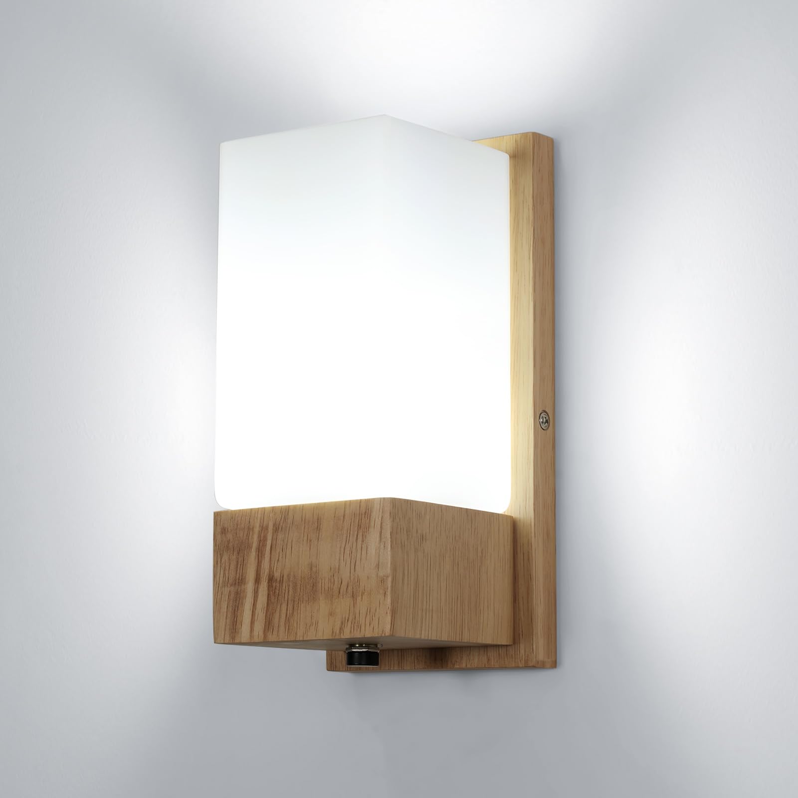 DELIPOP Apliques de Pared Interior Vintage Industrial, E27 Moderno Lámpara de Pared de Madera, Iluminación Interior para Habitación, Sala de estar, Dormitorio, Escalera Pasillo