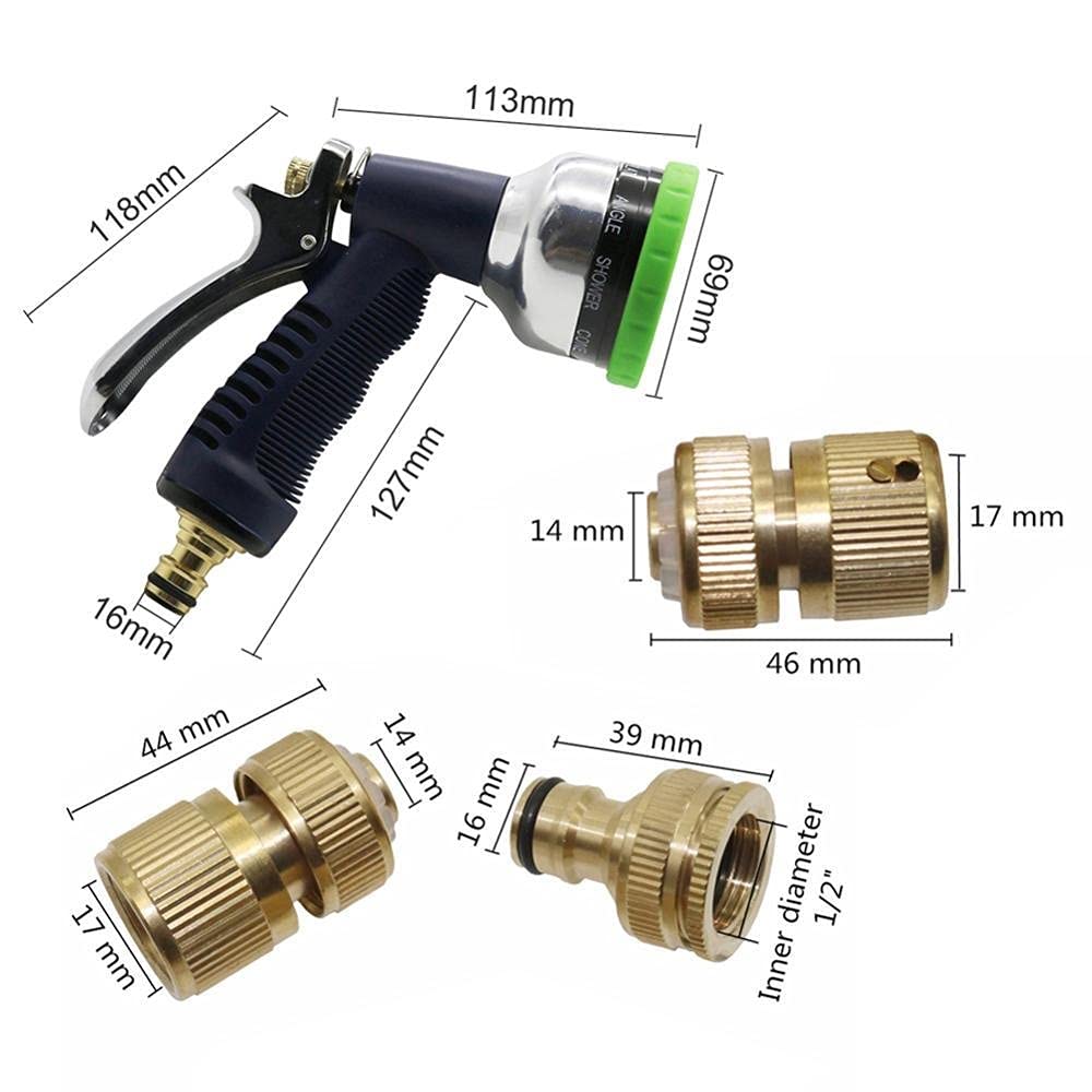 Adaptador de Conector de Manguera para Jardín,A Deua Portátil Ajustable de 9 Patrones,A Deua de Alta Presión con Conector Rápido, Pulverizador Deua para Jardín, Lavado de Coches Domésticos