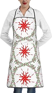 DTGPRO Turning Green Leaves And Red Flowers Apron. Soft And Skin -Friendly, With Pockets, Which Can Be Convenient To Place Items To Be Used At Hand.