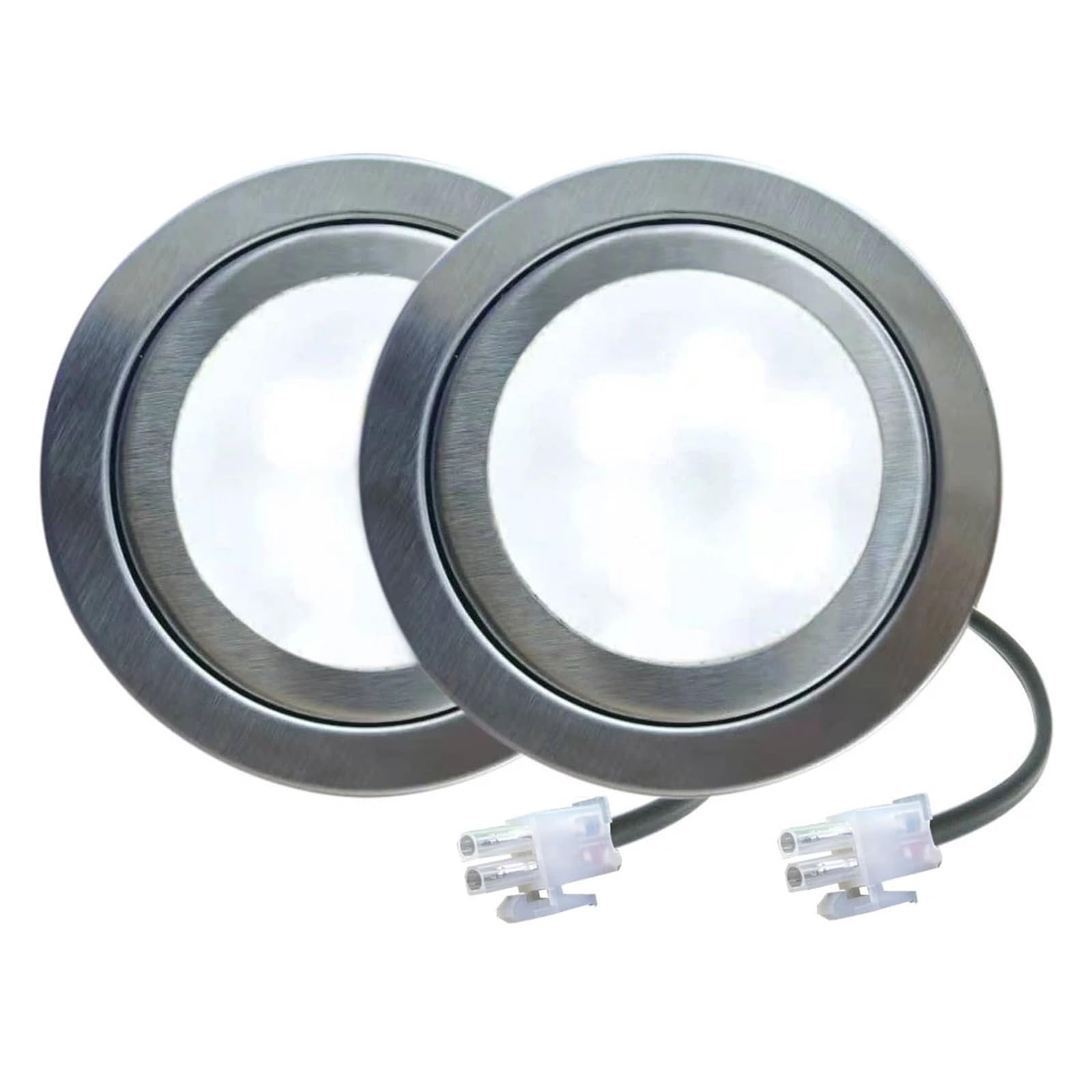 2-Piece Stainless Steel Range Hood Light With DC 12V 1.5W FL 2P Socket Undercabinet Closet LED Replace Kitchen Stove