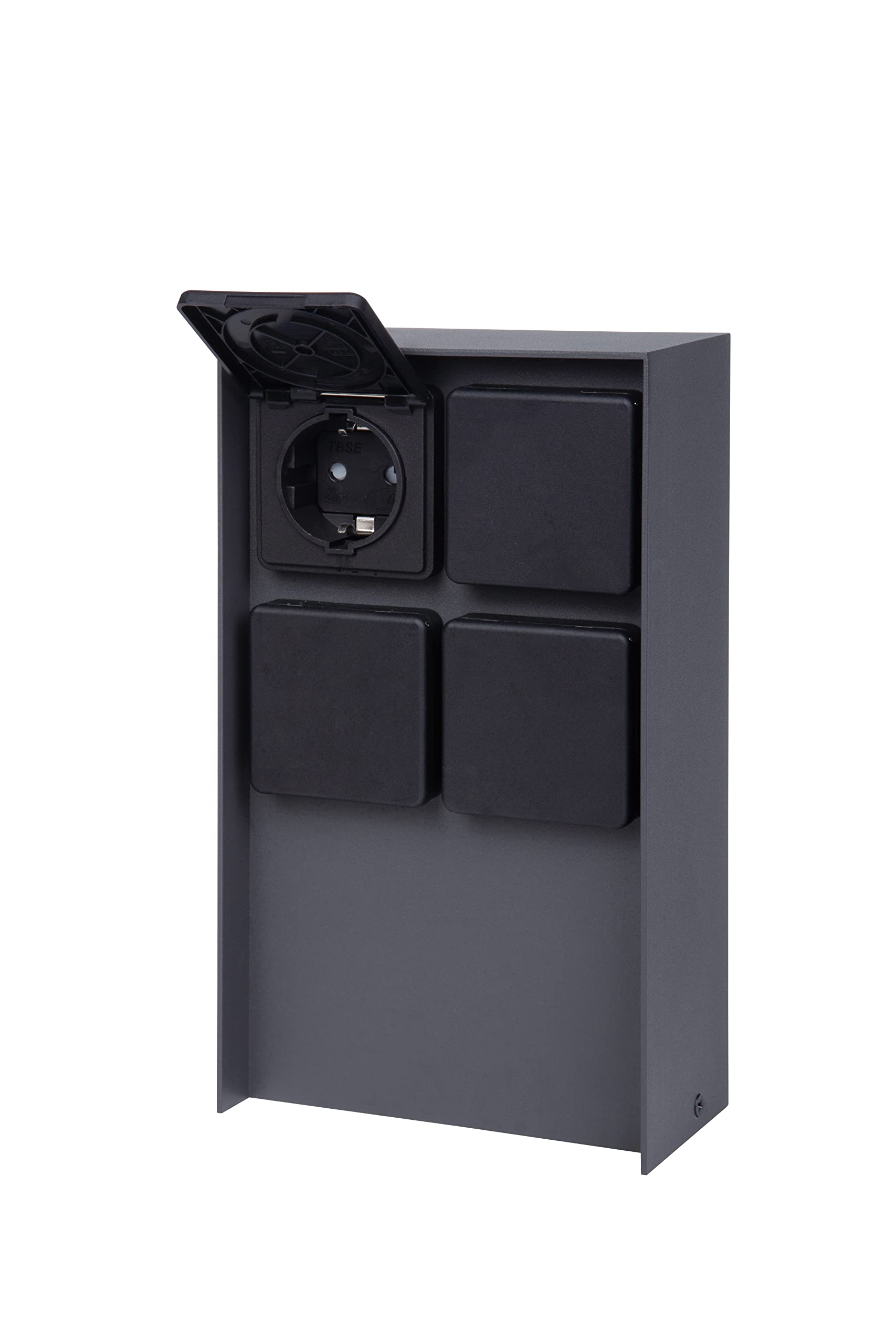 BOLD 19561 Prise de Courant extérieure pour Jardin Abano avec fiche à 4 Prises en Anthracite (Prise de Courant extérieure IP44 | 3680 Watt | Installation Facile | Emballage sans Plastique)