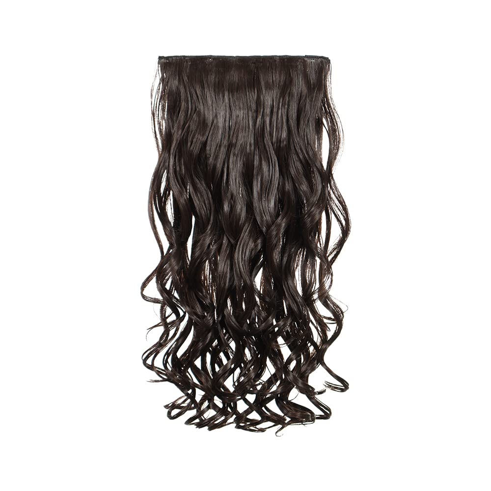 KIS Beautiful Hair Extensions Curly With 100% Human Hair Blend Glamorous Handcrafted | Tangle Free Hair | Washable Reusable & Heat Resistant (23 Inch Hair Length Ex7 Natural Brown Color)