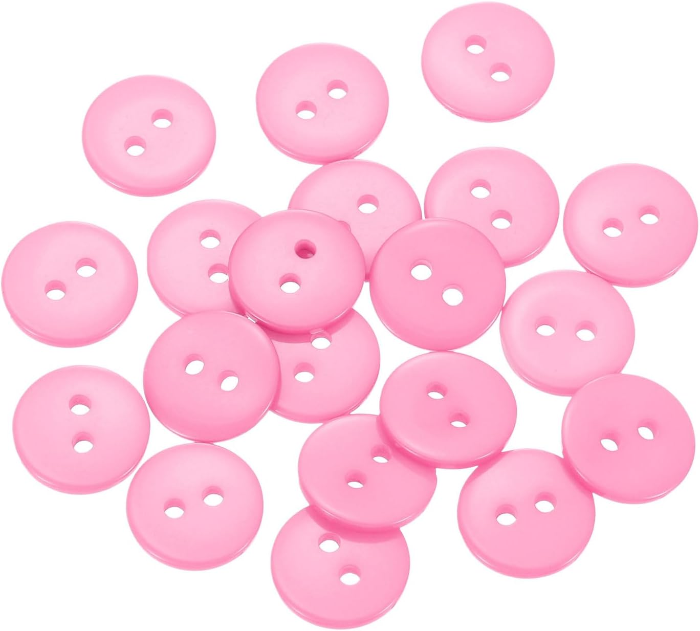 HARFINGTON 20pcs Resin Sewing Button, 12.5mm (1/2-inch) 2 Holes Round Craft Decorative Buttons for Coat, Clothes Holiday Decoration, Pink