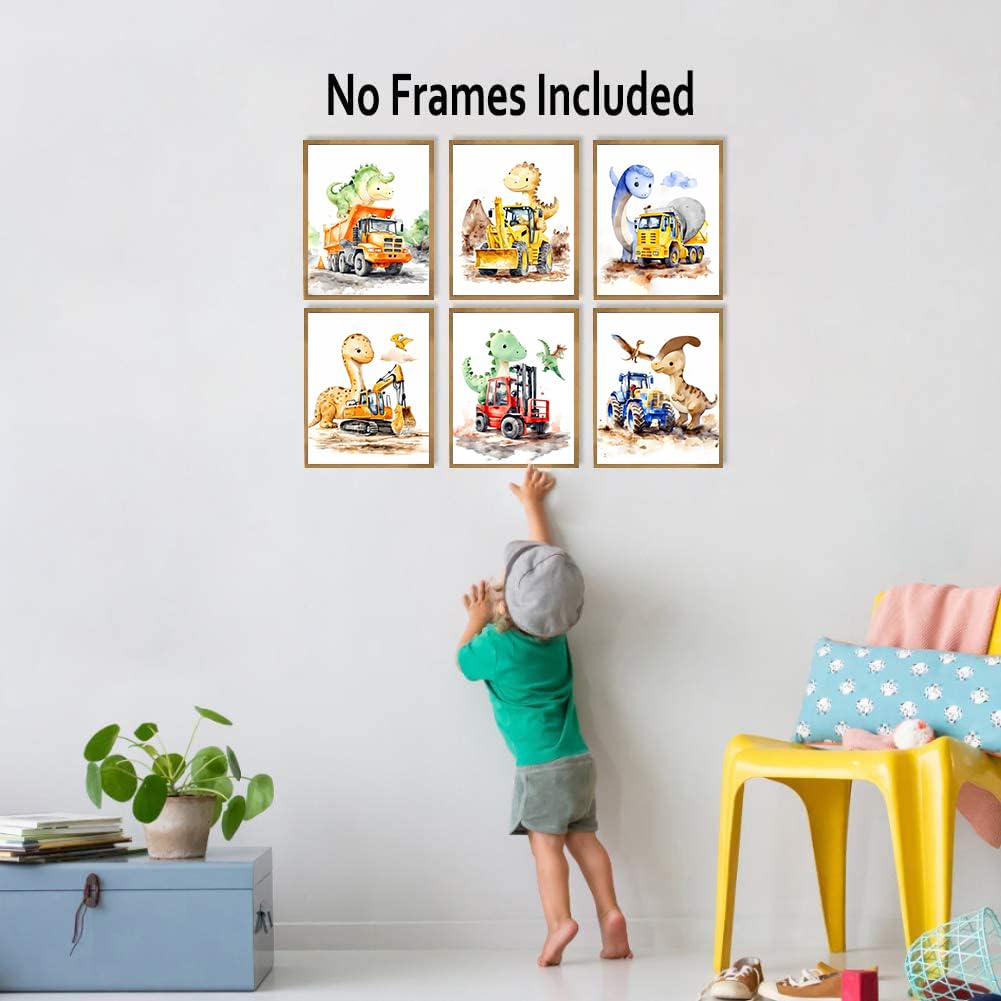 Dinosaur Truck Canvas Wall Art Set Of 6 - 8x10 Inch Unframed Posters For Boy's Room, Nursery, Playroom, Classroom Decor - View #8