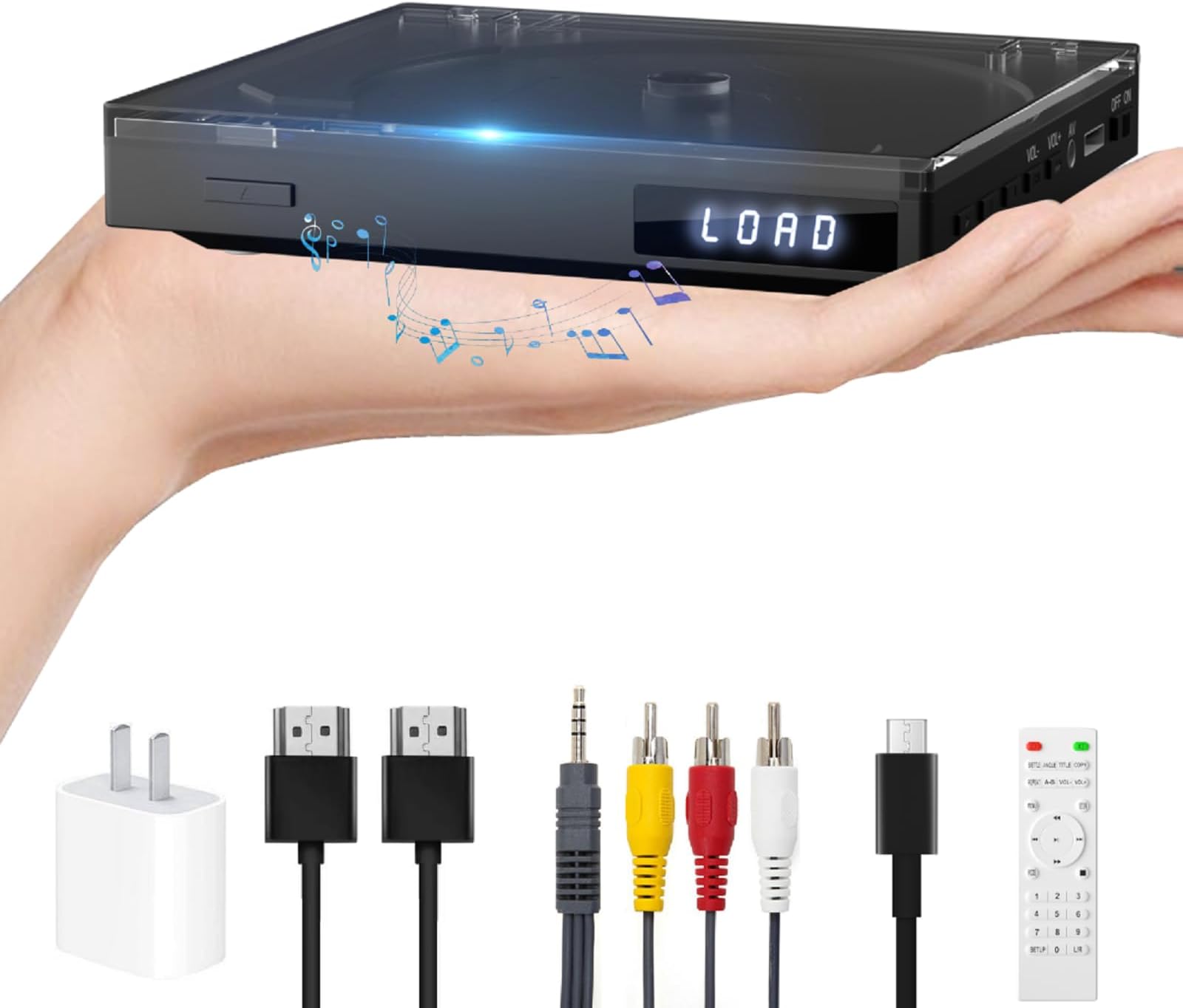 DESOBRY Mini lecteur DVD HDMI pour TV, lecteur DVD compact HD 1080p pour Smart TV avec toutes