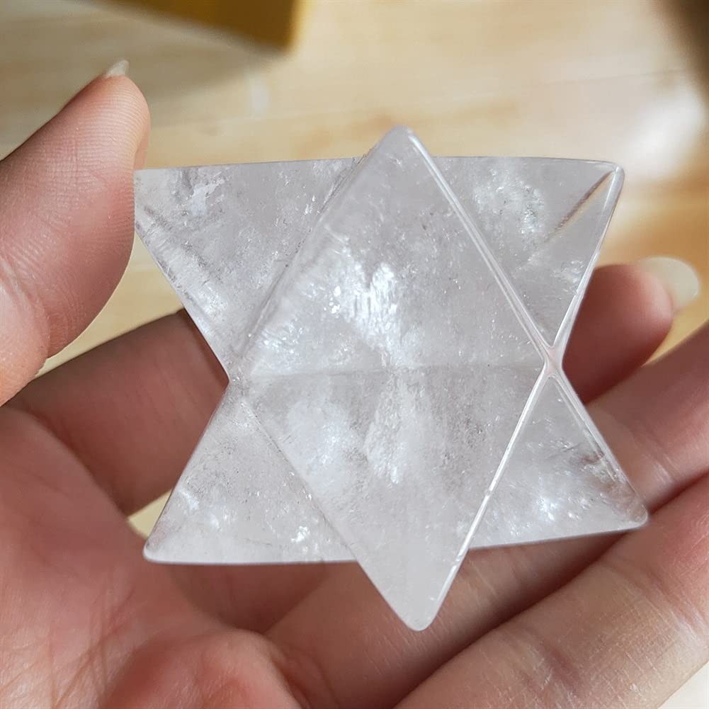 5 cm natürlicher klarer Kristall Merkabah Pendel Kristallsteine ​​Merkaba Sterne Anhänger Schmuck HalsketteEnergiemineralien for Dekoration, Steingenerator PEIQIYIN Voller Textur