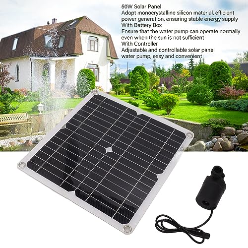 YUYTE Solarna Pompa Wodna 50 W Solarowa Pompa Zanurzalna z Kontrolerem Rozrządu Pudełka Akumulatora do Hydroponicznego Fontanny