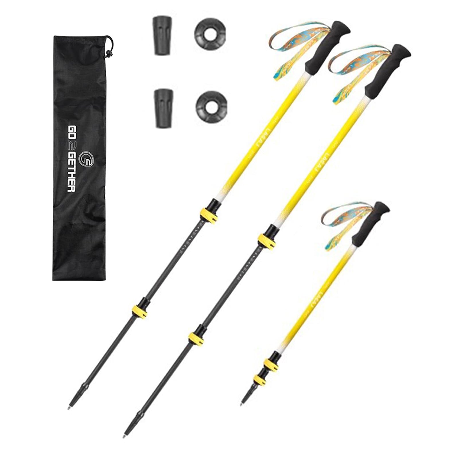 2 bastones de senderismo de 165 g, ultraligeros y retráctiles de fibra de carbono con mango de EVA para hombres, mujeres mayores, bastones de senderismo ligeros de 63 a 135 cm