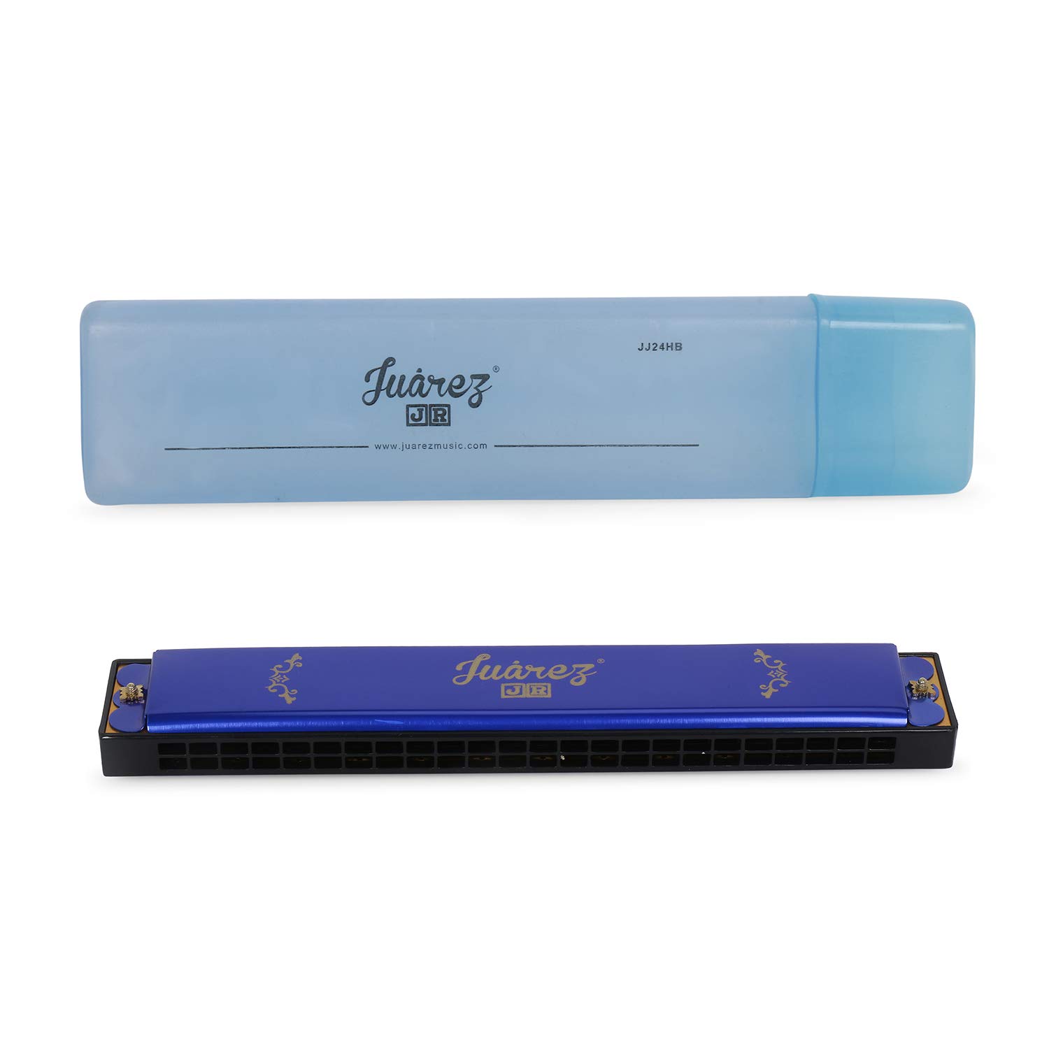 JUAREZ Junior JJ24HB 24 Holes Harmonica Key of C Scale | Mouth Organ | Cover - Aluminium | Comb - Abs | Reed – Brass Blue