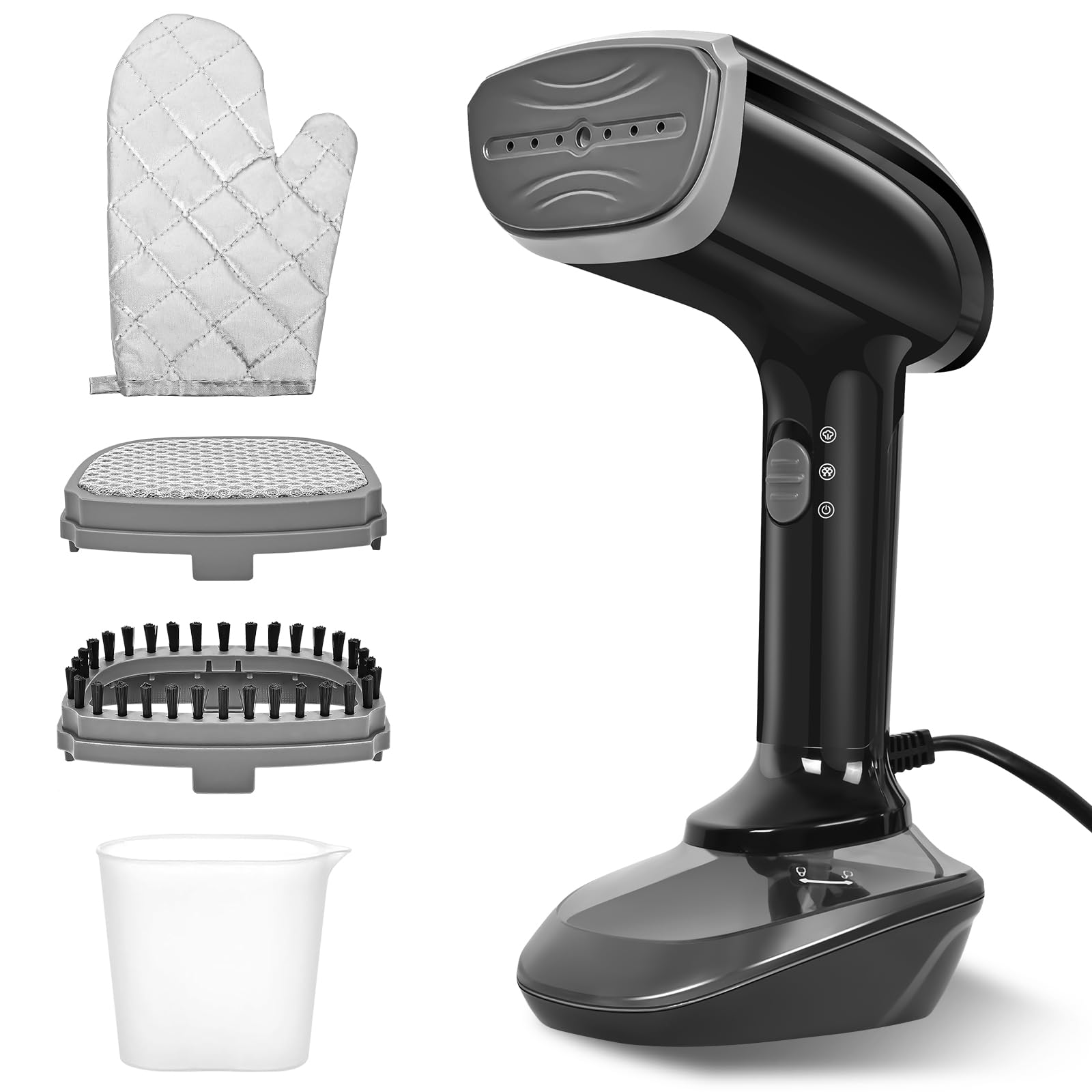 Vaporizador de ropa - 1800W con placa calefactora de cerámica rápida, vapor 25G/min, plancha de vapor 2 en 1, con tanque de 300 ml, cepillo de vapor y guante de planchado para oficina, hogar