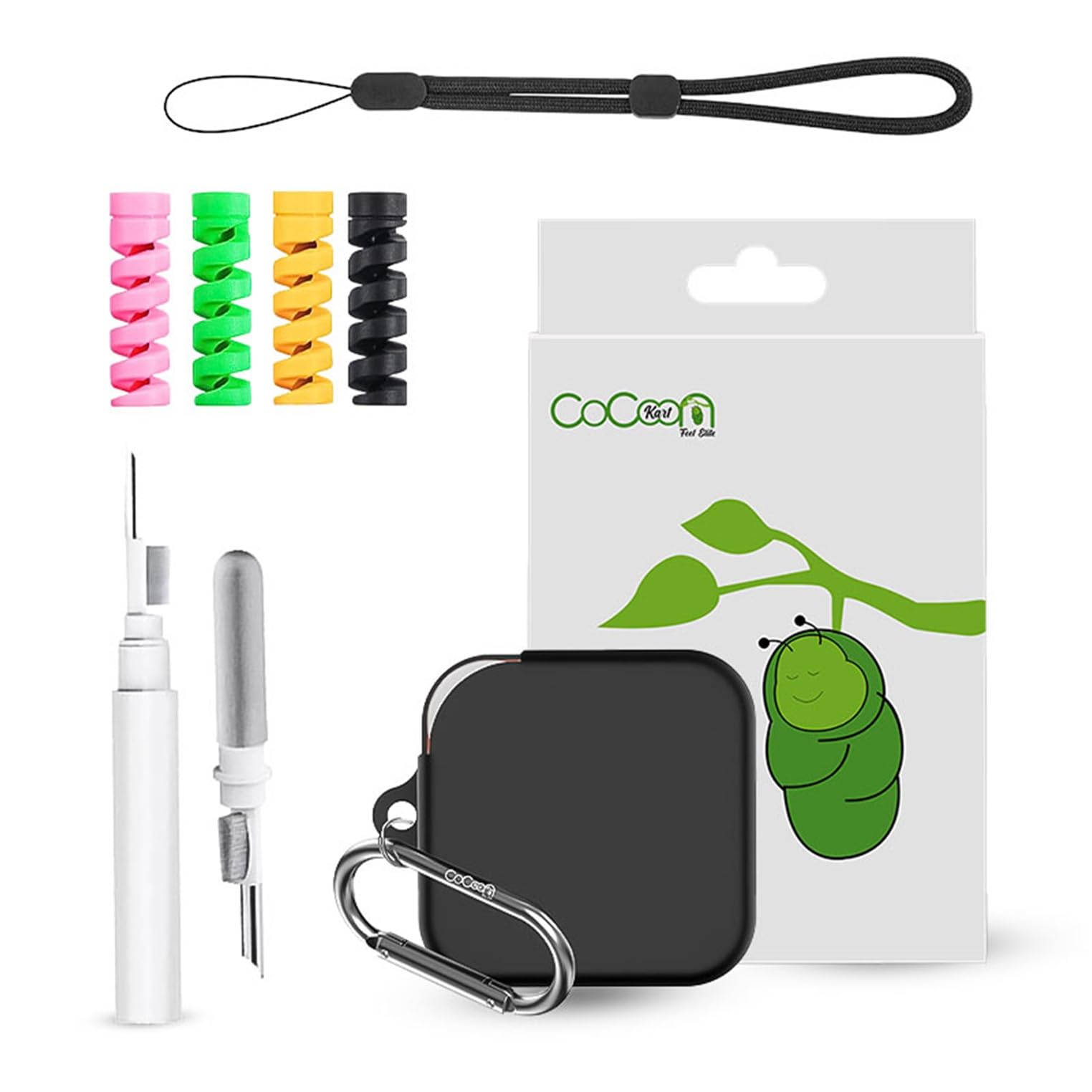 Silicone Case Cover for CMF by Nothing Buds Pro 2 with Cleaner Kit,Lanyard & 4 Pcs Cable Protectors (Black)-image-41