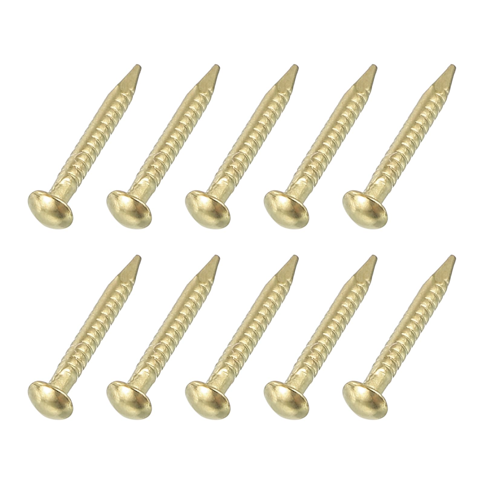 uxcell 50Pcs Small Hardware Nails, 1.2 x 10mm Brass Round Head Nail Common Finishing Nail for Household Woodworking Picture Hanging DIY Projects, Gold