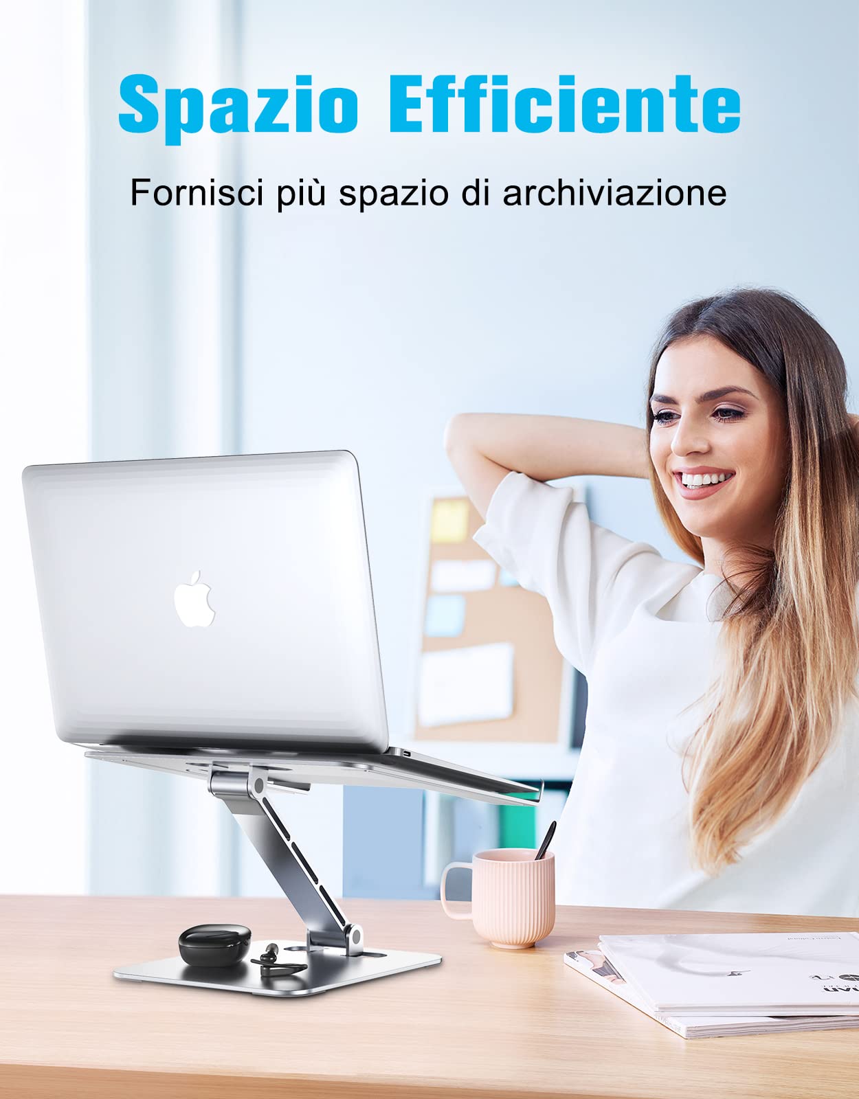 Babacom Supporto PC Portatile, Pieghevole Ergonomico Porta PC con Regolabile Altezza, Ventilato Laptop Stand Supporti da Tavolo per Libri Compatibile con MacBook Air, Pro, Altri 10-16" Tablet