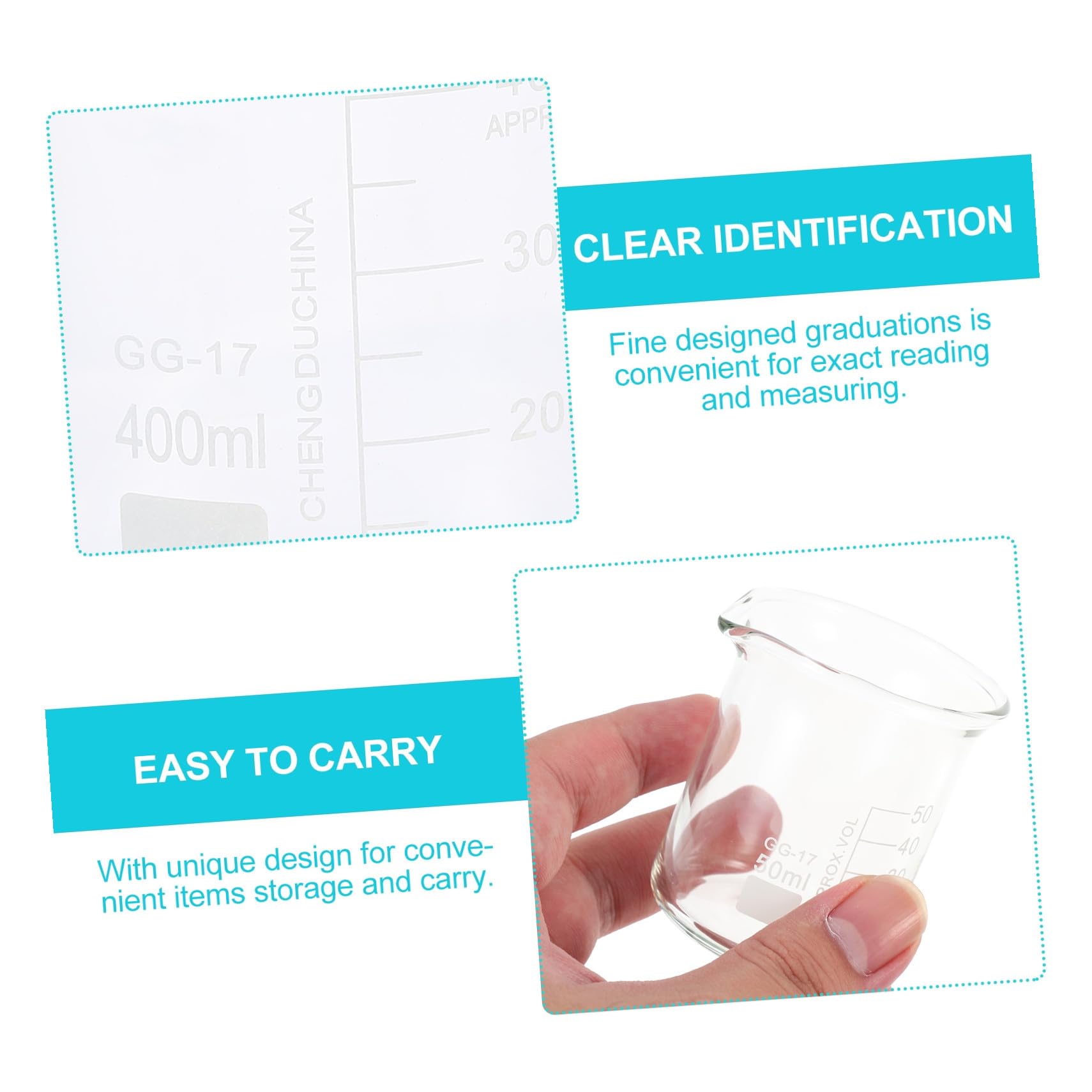 Baluue 5stücke Glas Messbecher Transparente Bechergläser Messwerkzeuge Flüssigkeitsmessbecher Für Laborexperimente