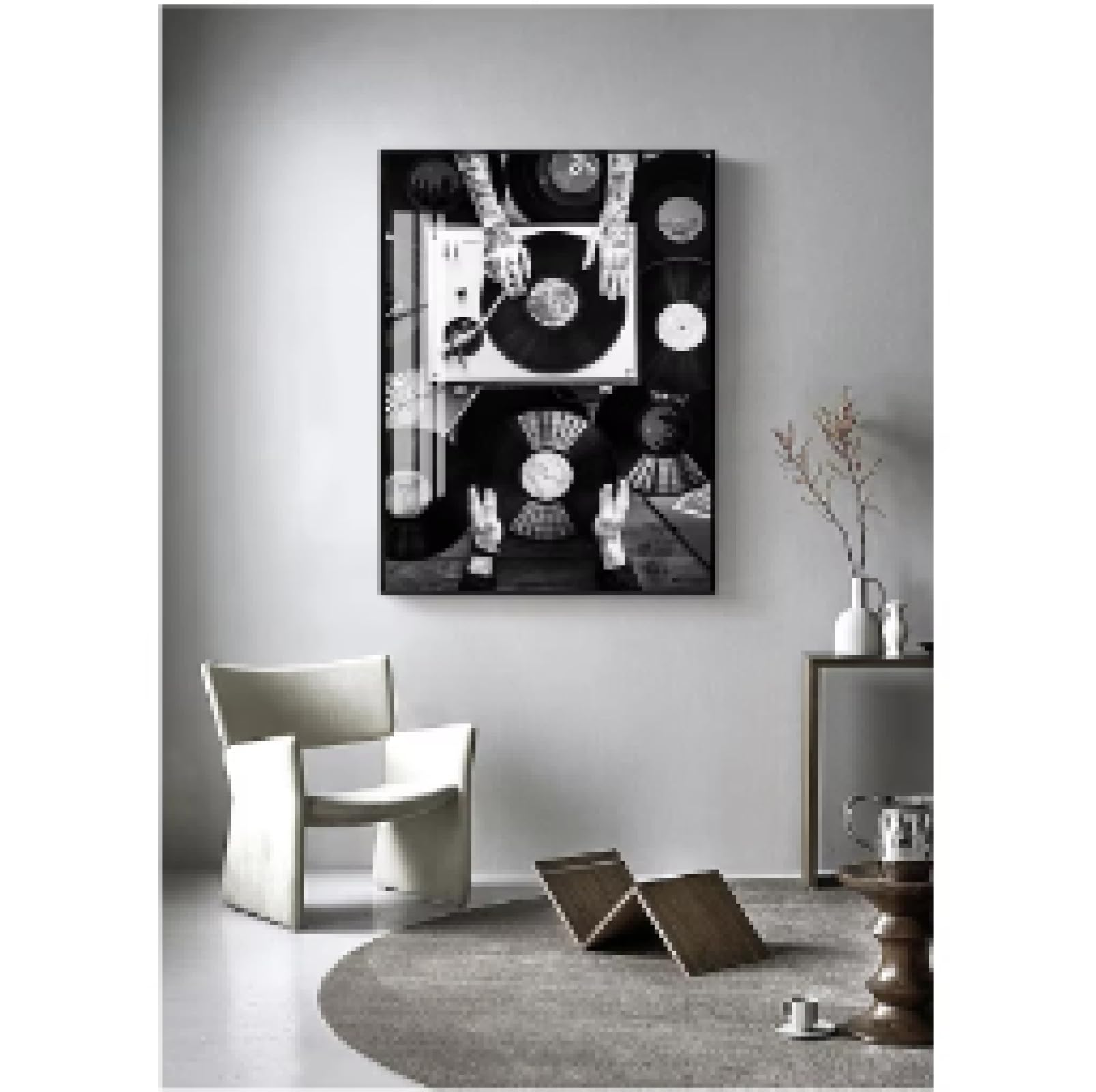 LZJAGXX Vintage czarno-biały obraz ścienny salon dekoracja płyty winylowe miłośnicy sztuka ścienna obraz na płótnie nordycki plakat i wydruki 80 x 120 cm bez ramy