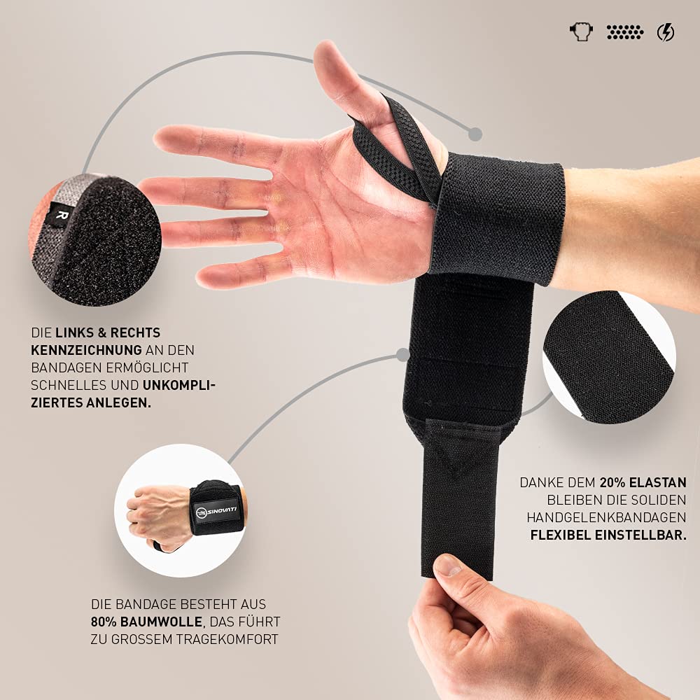SINOVATI Handgelenkstütze Sport, Wrist Wraps für Fitness, Crossfit