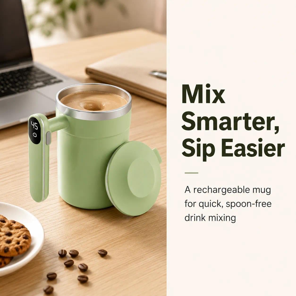 Tasse électrique avec couvercle, affichage numérique de la température, batterie rechargeable, parfaite pour le café, le thé et les boissons chaudes, design facile à transporter