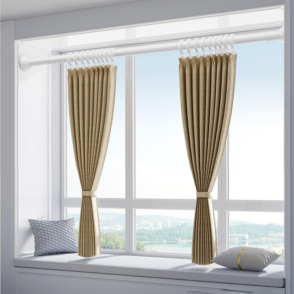 Asta di tensione regolabile senza foratura 310400 3 m di diametro facile da installare grigio Curt Pole per decorazione domestica e trattamento finestre perfetto per qualsiasi stanza
