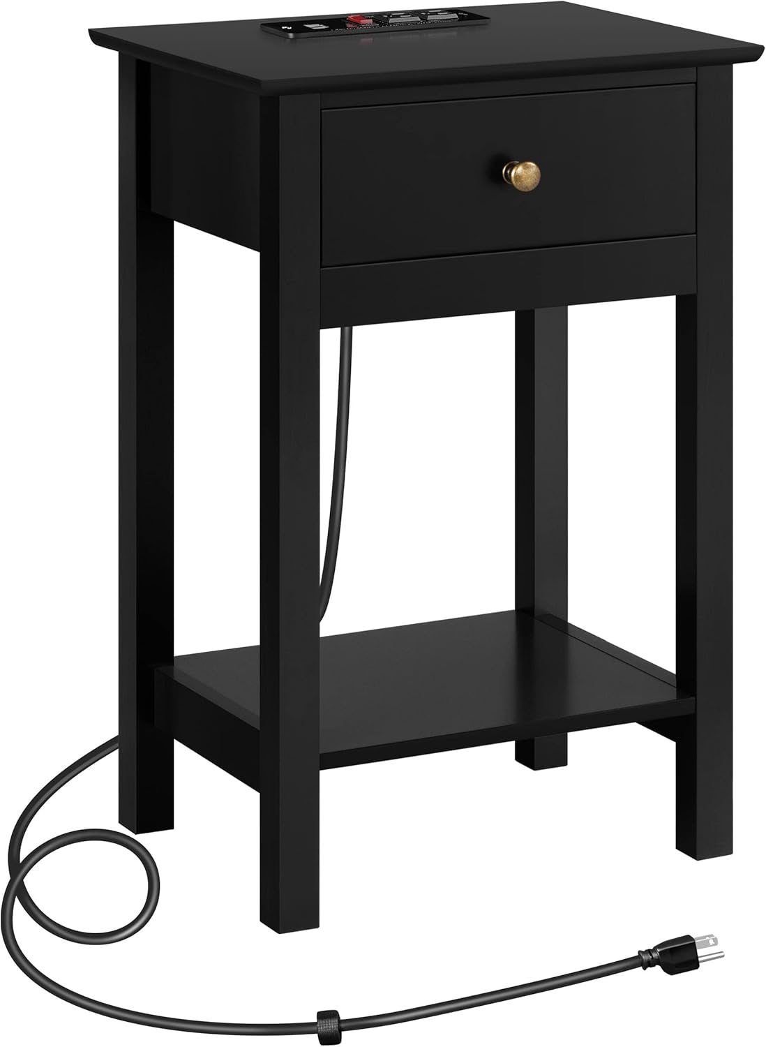 Yaheetech 2Tier Nightstand with Power Outlets and USB