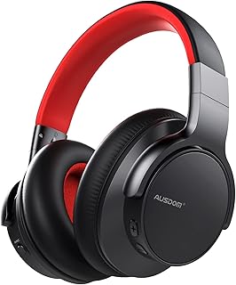 AUSDOM E7 Bluetooth Noise Cancelling Headphones: Wireless Over Ear ANC Headphones with Microphone, 50H Playtime, Hi-Fi Stereo Sound, Deep Bass, Comfortable Protein Earpads for Travel Work Home Office