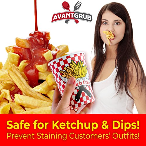 Durable, Grease Proof Paper French Fries Cups 50 Pack. Handheld Size, Sturdy Red Checkered Fry Containers Hold 12 Oz Of Food! Great For Movie Nights, Party Meals, Carnival Snacks And Food Trucks! #TOP4