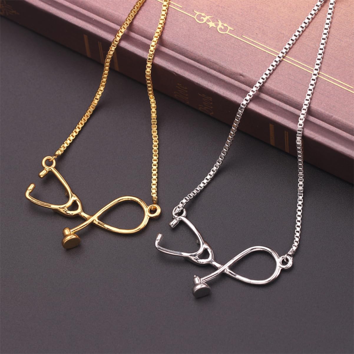 Bracciale in argento sterling, bracciale in argento 925, braccialetti da donna 2 pezzi braccialetti in argento braccialetto con ciondoli in argento bracciali rigidi in metallo Stetoscopio da infermier