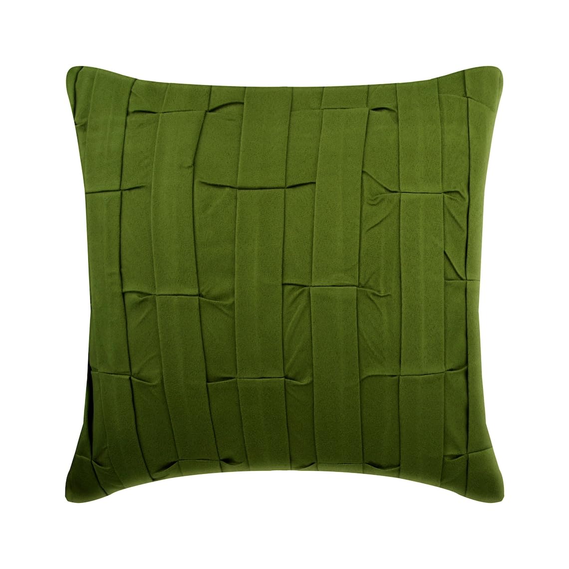 The HomeCentric Green Throw Cushion Covers For Couch, 30x30 cm (12x12 inch) Suede Zippered Toss Cushion Covers, Cushion Covers with Pintucks & Textured, Solid Color ed - Green Love Tune