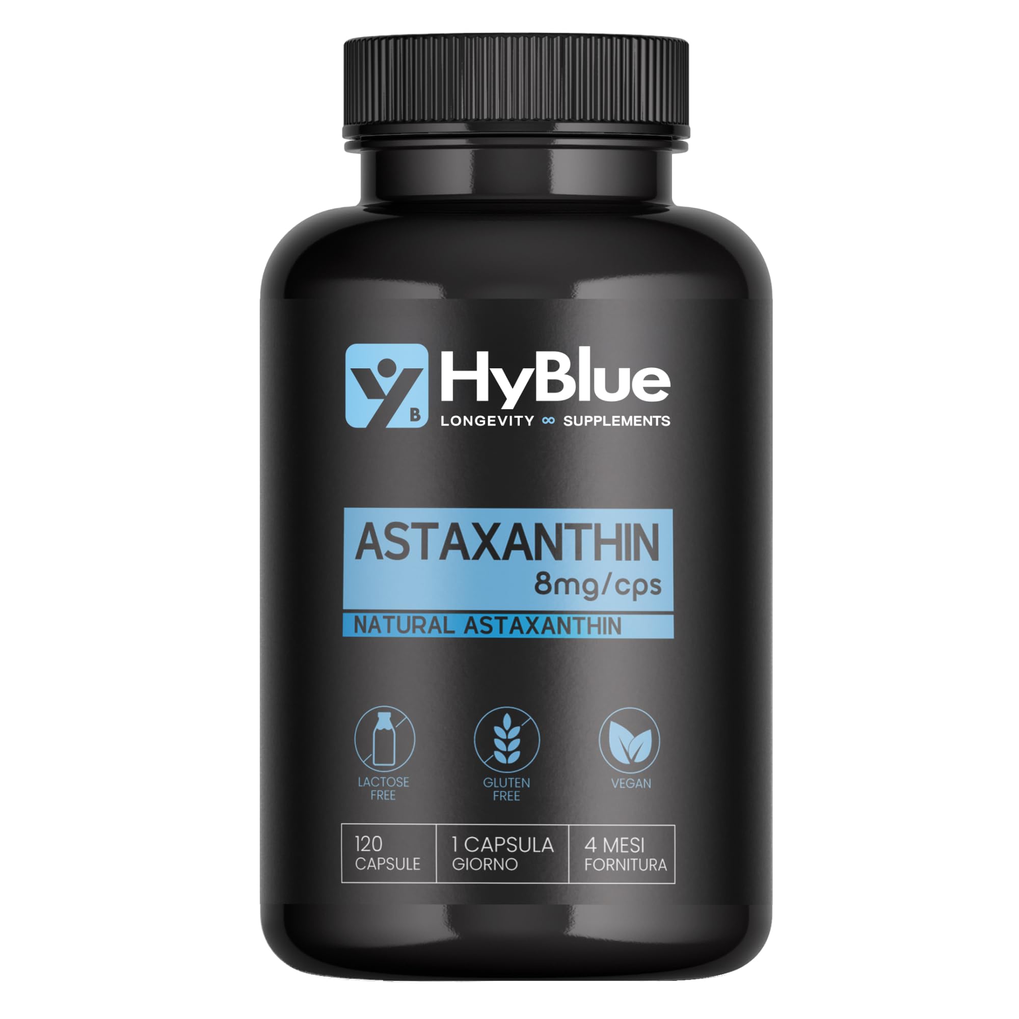Astaxantina Naturale 8 mg | 120 Capsule di Astaxantina Pura Alto Dosaggio | Potente Antiossidante Naturale | Integratore Per Supporto Sport, Recupero e Protezione Cellulare | Fino 4 Mesi