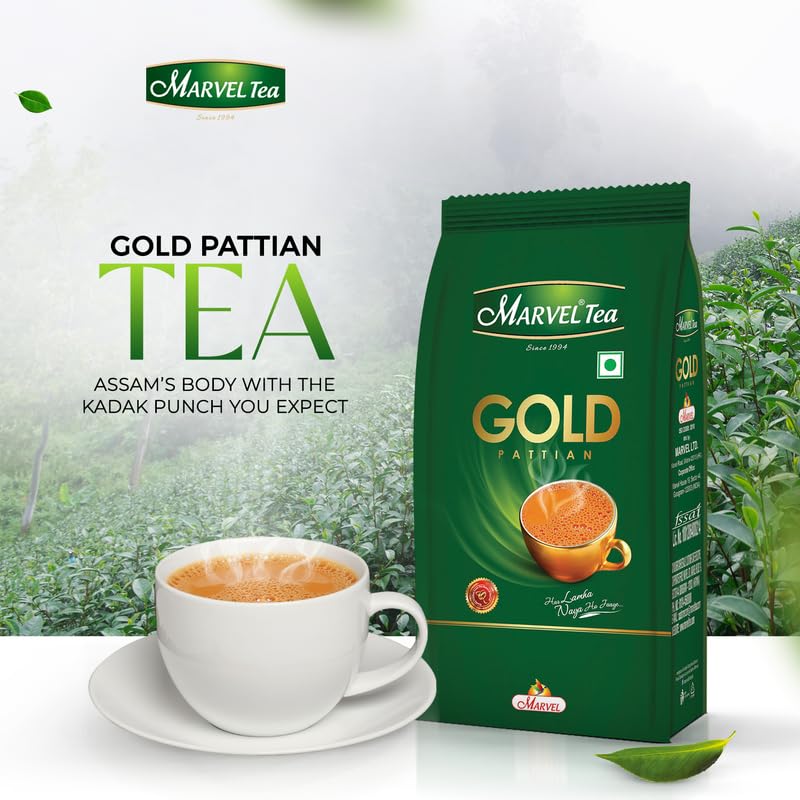 Image of Marvel Tea Gold Pattian Tea 250 G, With Kadak CTC,Handpicked Chai From Assam & Darjeeling, Stong Black Tea