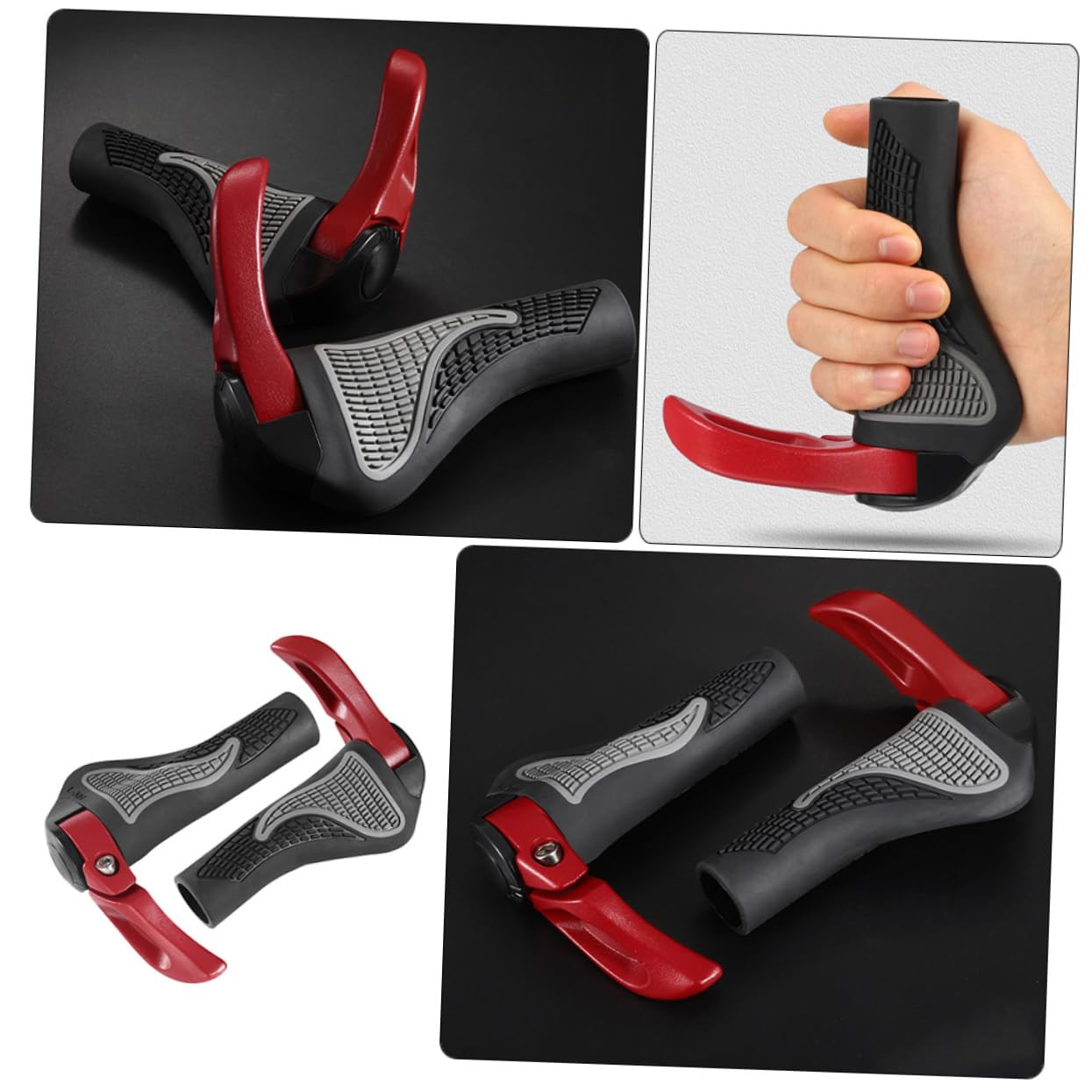 BESTonZON Couvercle de Guidon en Alliage en Aluminium pour poignées de vélo VTT Montagne Monter poignées antidérapantes Couvre-guidons poignées de Guidon Caoutchouc Rouge