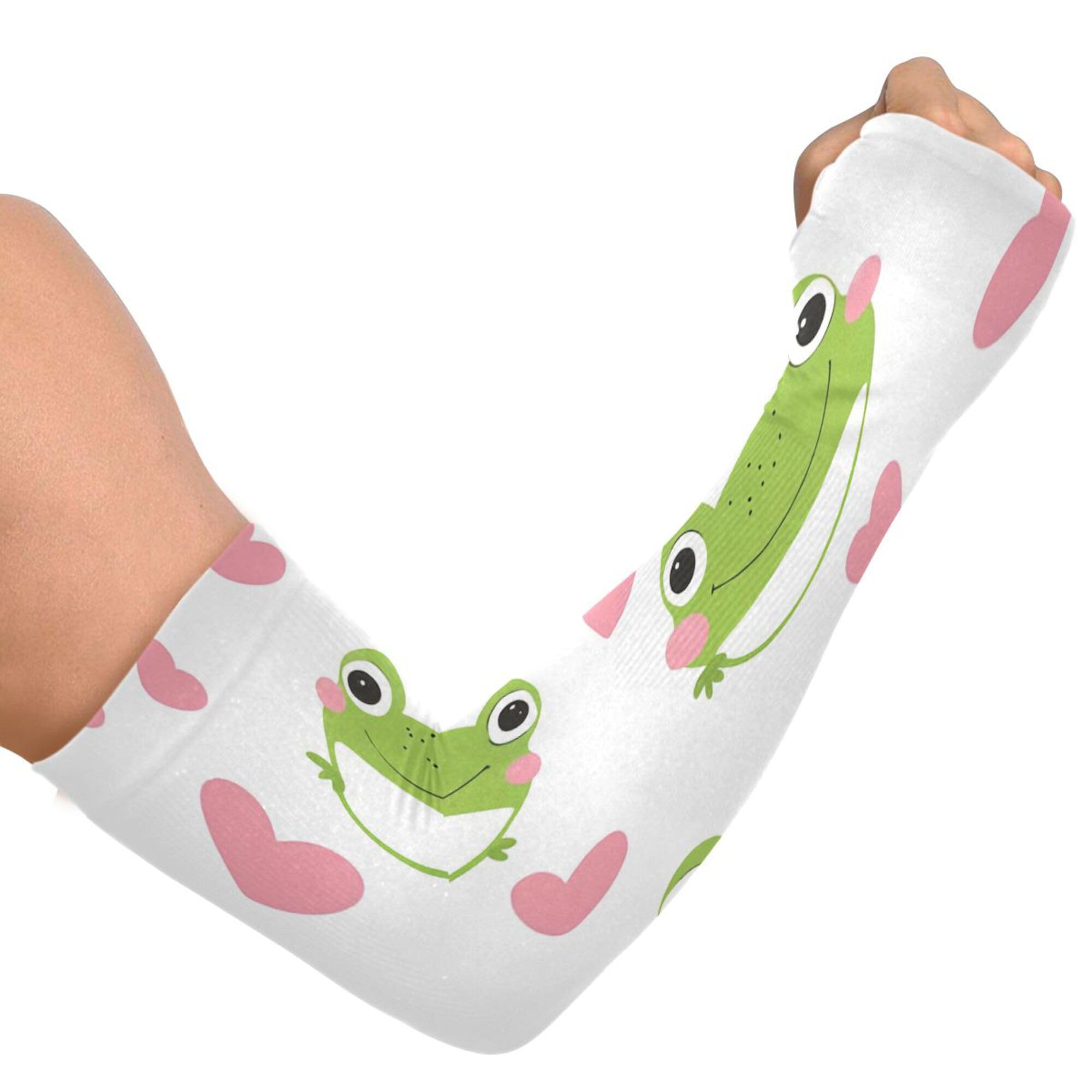 PYBUG Cute Frogs Cooling Arm Sleeves Men Women Breathable with Thumb Hole Sun Protection for Gardens,Gardening,Farms,Driving,Cycling