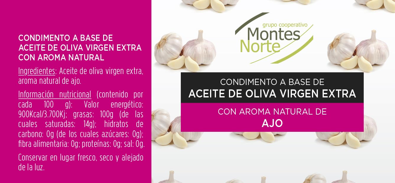 Condimentos a Base de Aceite de Oliva Virgen Extra Montes Norte, Pack de 7 Sabores x 100 ml