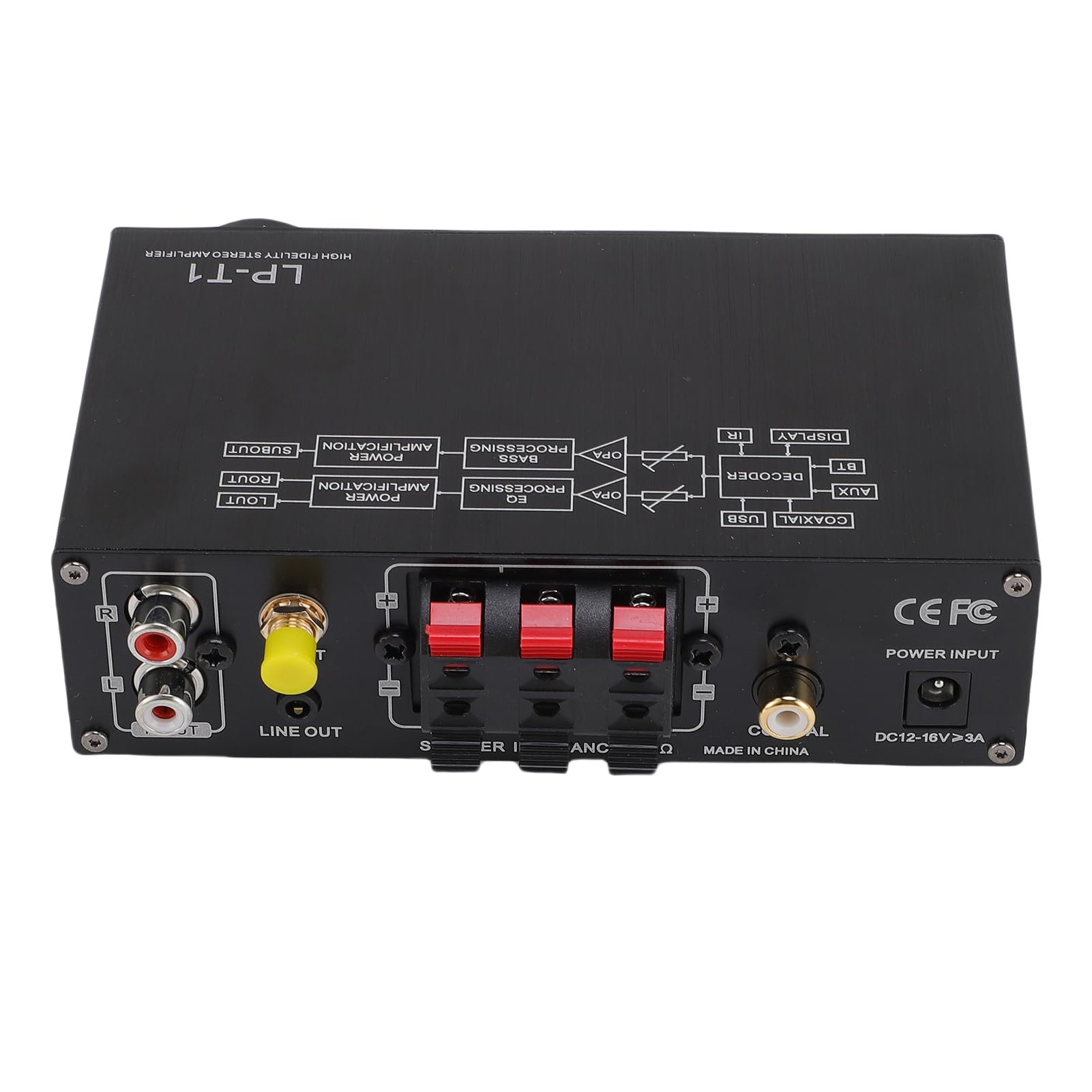 ASHATA Amplificatore stereo a 2.1 canali, Ricevitore stereo per Home Cinema Bluetooth5.1, ricevitore amplificatore digitale HiFi con telecomando per home theater (spina UE)