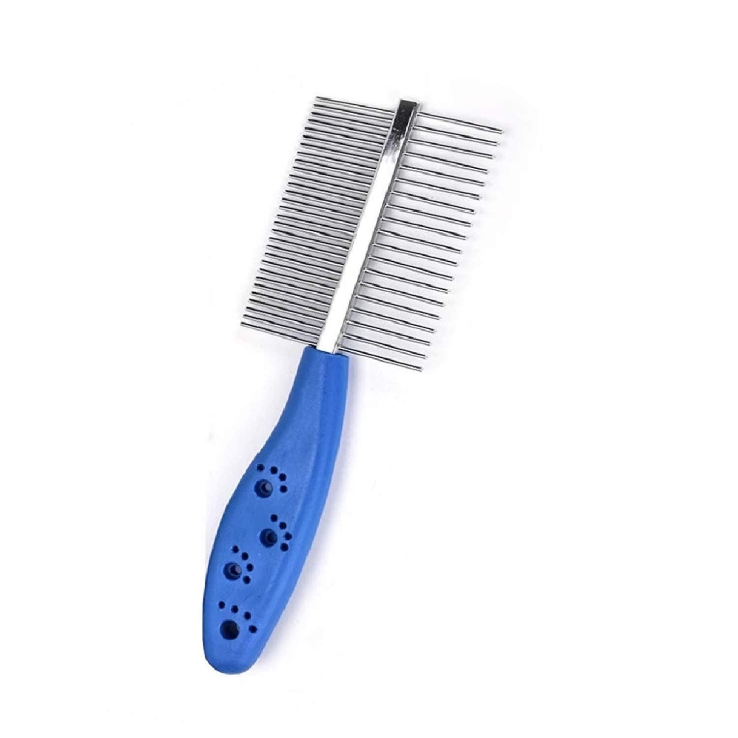 PSK PET MART Amazing Stainless Metal Flea Comb for Pets Grooming Comfortable to Use Dogs, Cats, Rabbit Fur Detangling Tool Flea and Tick Prevention for Animal (Double Side plastic Handle Comb)