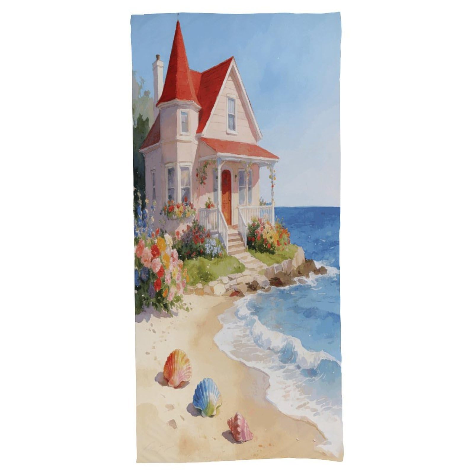 Fodpand Style Beach House Bath Towel, Highly Absorbent & Quick Drying Beach Towel, Compact & Lightweight Pool Towel For Bathroom, Beach, Pool, Gym, Spa, And Hotel Use