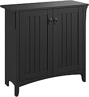 Bush Furniture Salinas 2-Door Small Storage Cabinet with Adjustable Shelves, Vintage Black - Farmhouse Accent Chest for Home Office